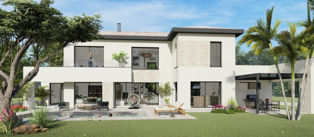 Jeux de volumes, terrasses, destructurée, balcons
