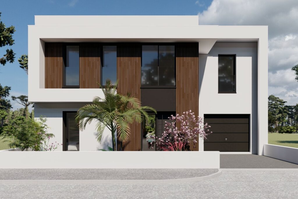 Villa de standing contemporaine ville, matériaux nobles, pierres bois, larges ouvertures, porte-à-faux