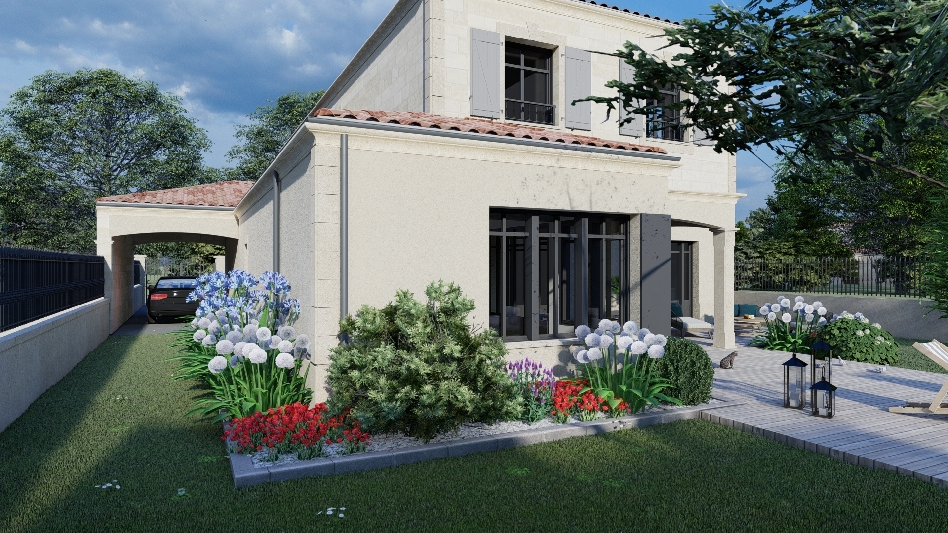 menuiseries sur mesure, garage abrité, maison de ville